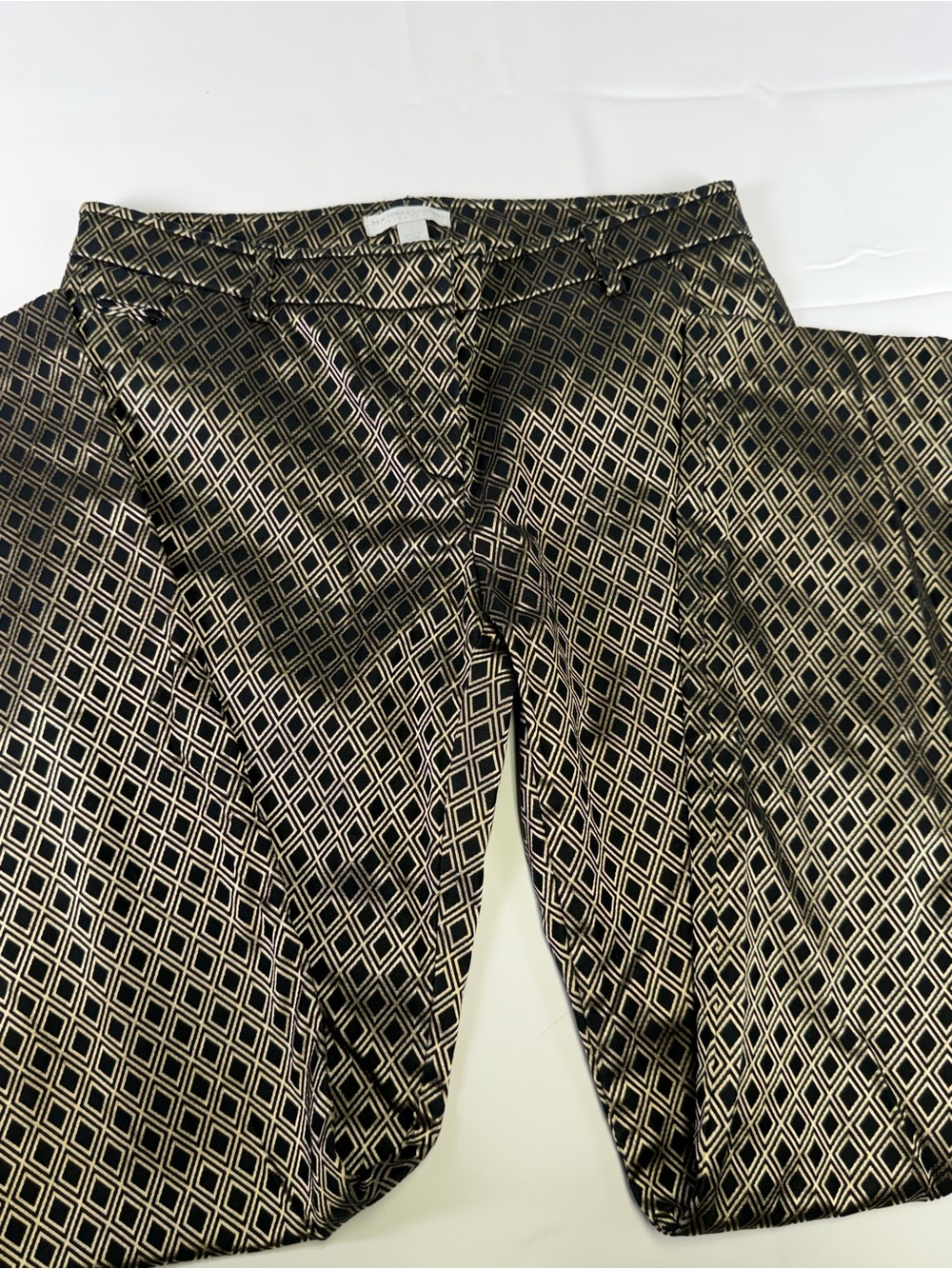 New York & Company Black and Gold Diamond Jacquard Trousers - Bold Style size 4 - Picture 4 of 16